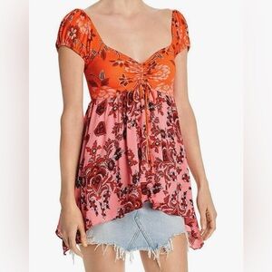 Free People La Bamba Babydoll Top in Hawaiian Sunset